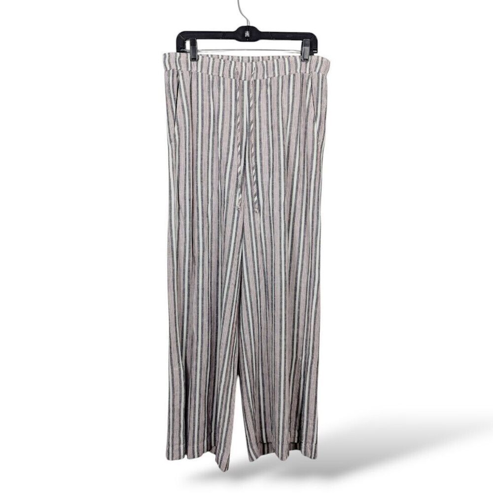 Cloth + Stone Striped‎ Wide Pants M Linen Anthropologie Palazzo Beachy Coastal